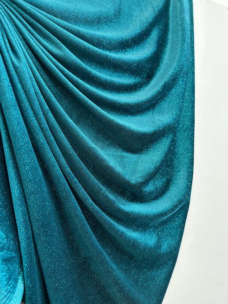 Shimmery Stretch Velvet Teal Blue