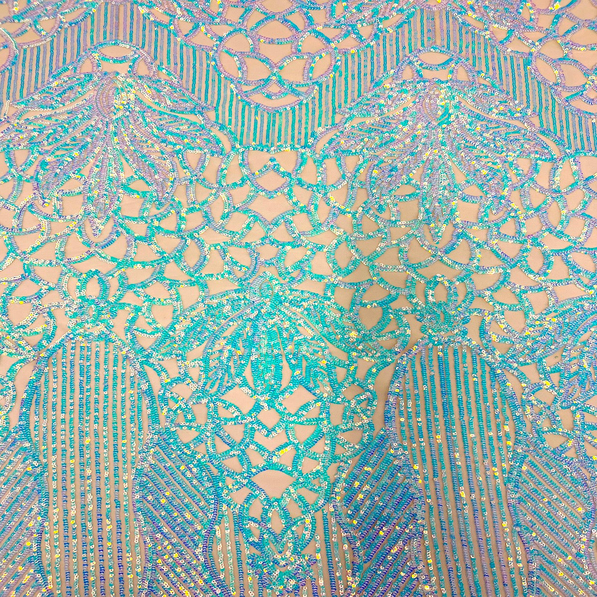 Stretch Sequins Fabric with Mesh Backing