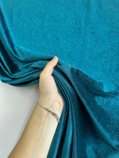 Shimmery Stretch Velvet Teal Blue