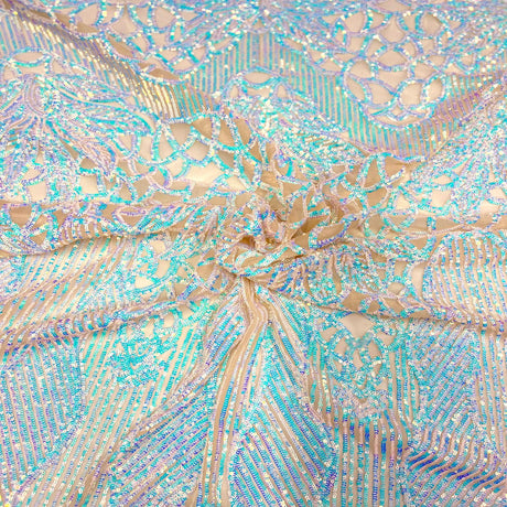 Bella Bee Stretch Sequins Nylon Spandex Mesh Fabric - Sequins, 60" Width, 4-Way Stretch (1 Yard)