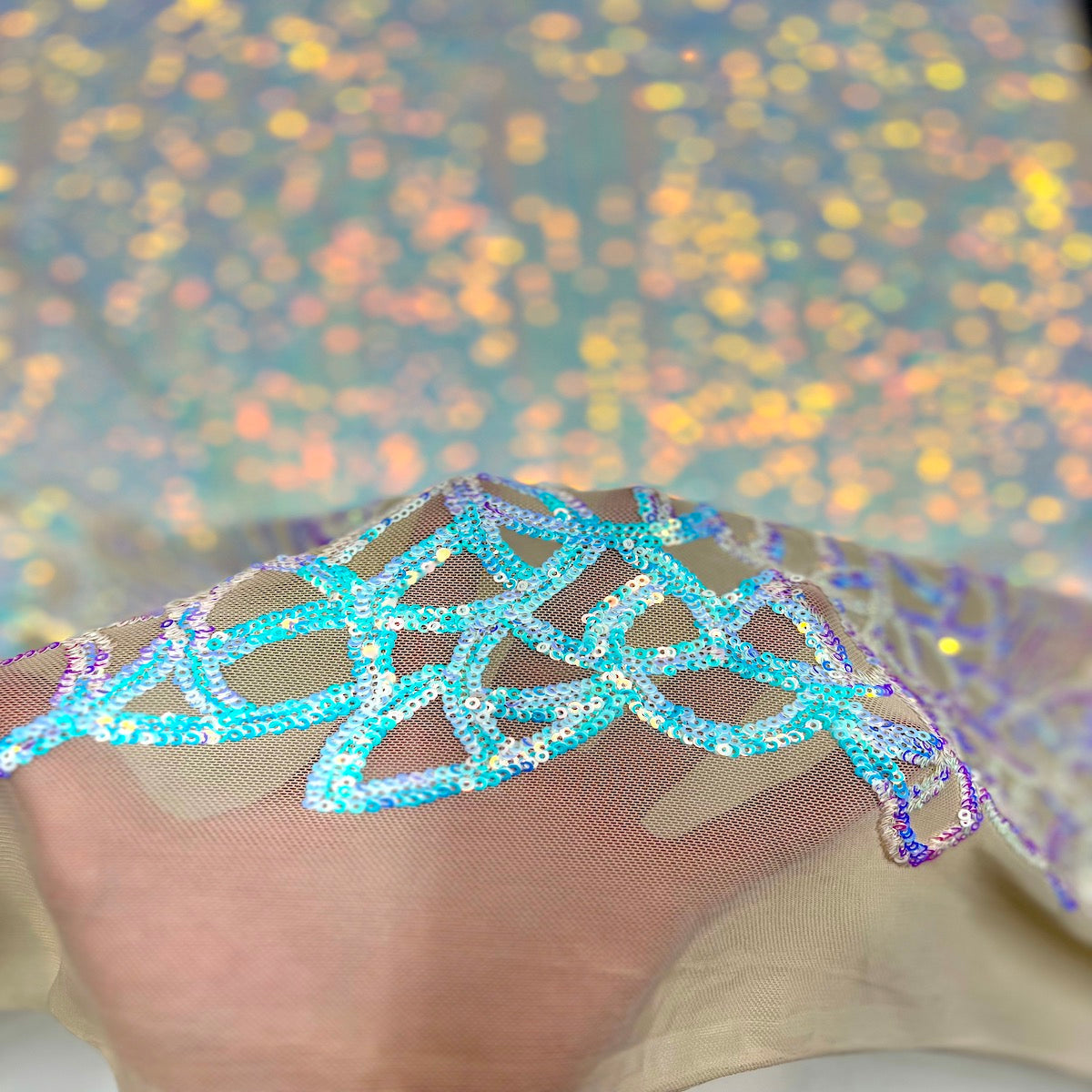 Stretch Sequins Fabric with Mesh Backing
