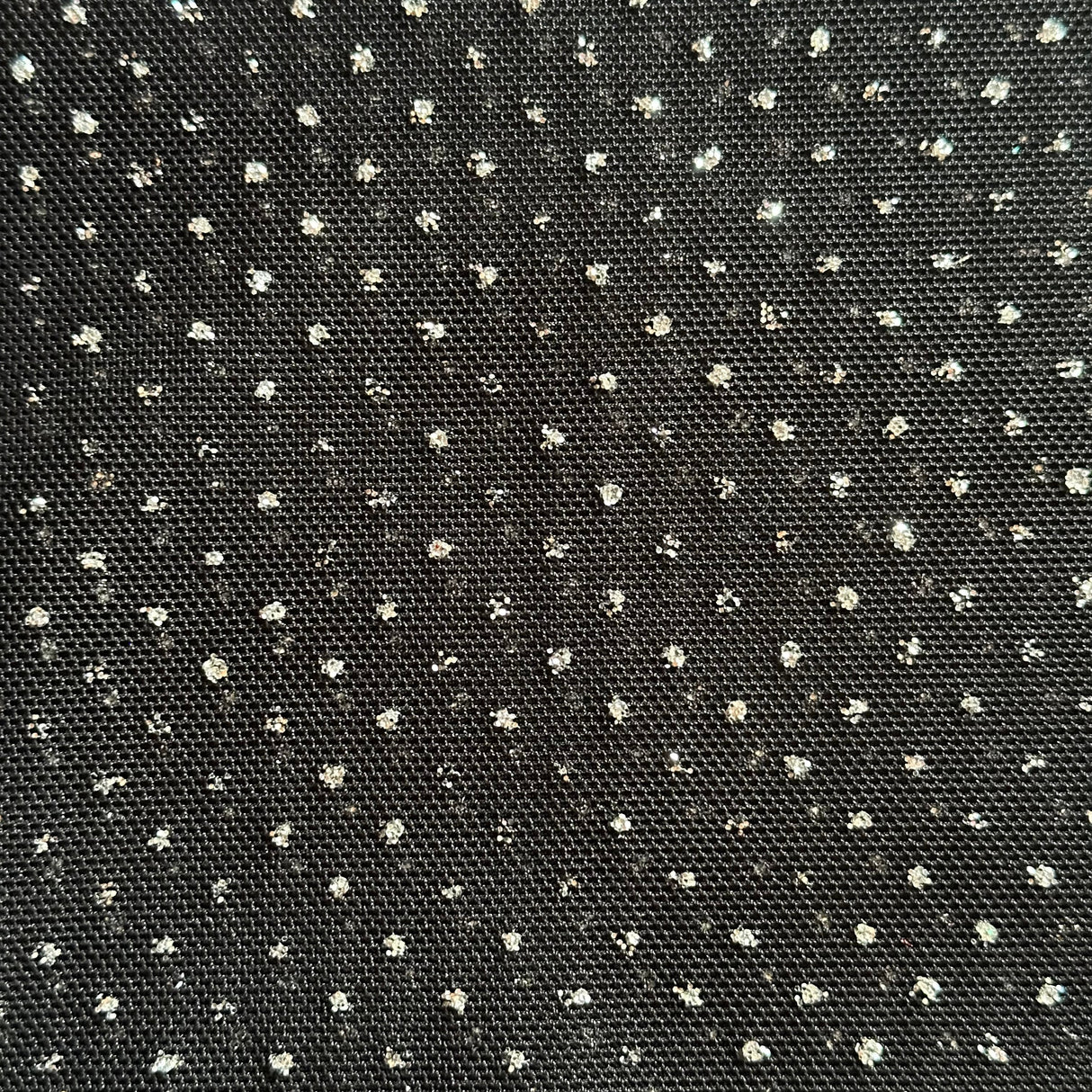Power Mesh Nylon Spandex Glitter Fabric Black Silver 60"