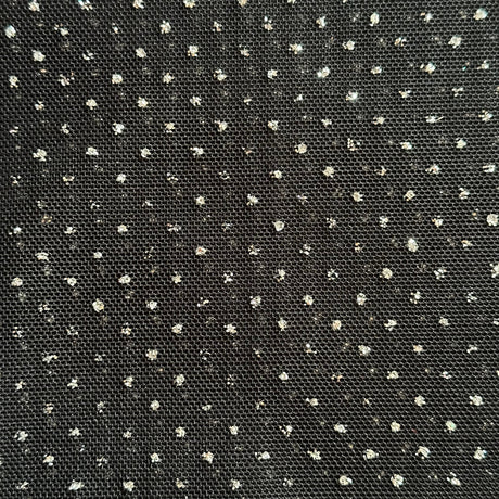 Power Mesh Nylon Spandex Glitter Fabric Black Silver 60"