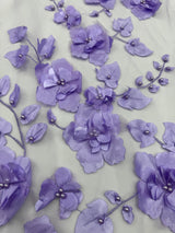 Lavender 3D Flower Beaded Lace Mesh