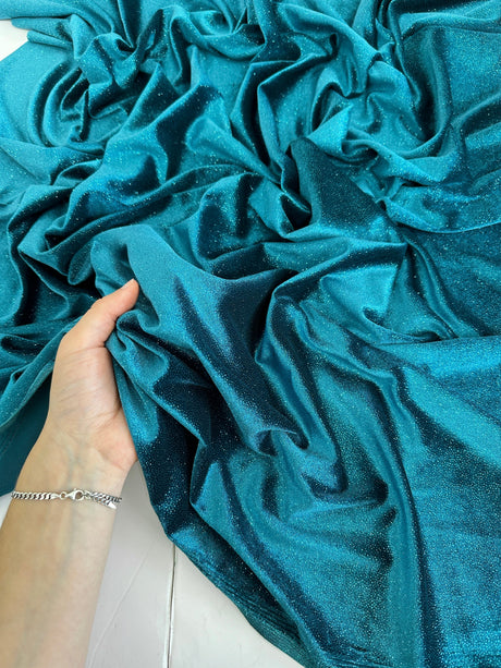 Shimmery Stretch Velvet Teal Blue