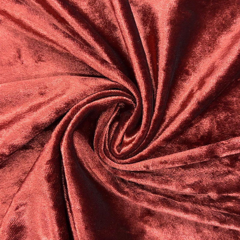 Rust Crushed Velvet Fabric - Rust, Crushed Velvet, 4-Way Stretch, 36" Width (1 Yard)