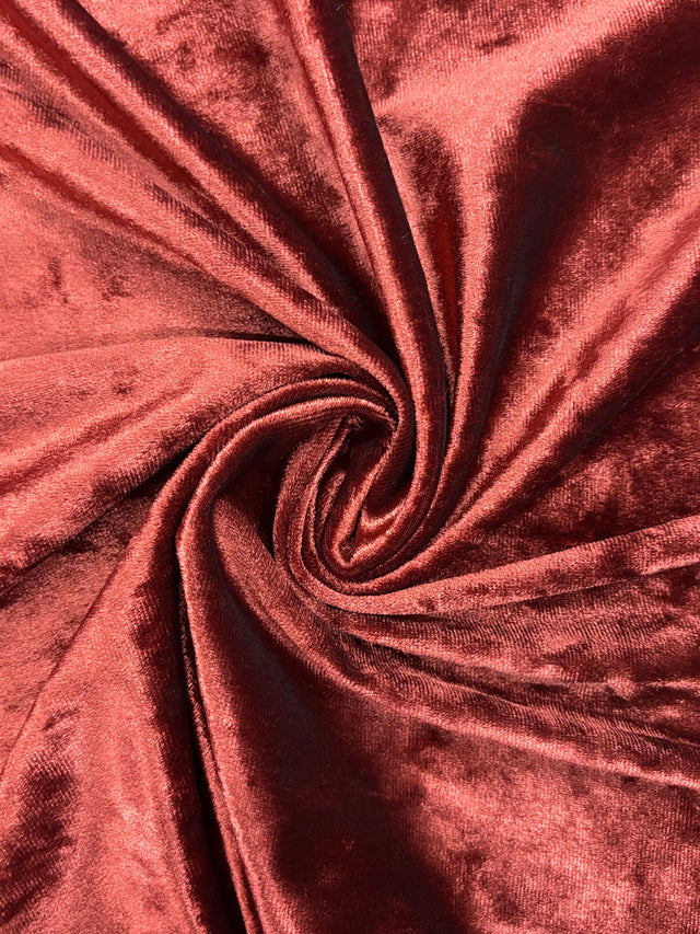Rust Crushed Velvet Fabric - Rust, Crushed Velvet, 4-Way Stretch, 36" Width (1 Yard)