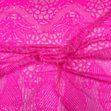 Bella Bee Stretch Sequins Nylon Spandex Mesh Fabric - Sequins, 60" Width, 4-Way Stretch (1 Yard)
