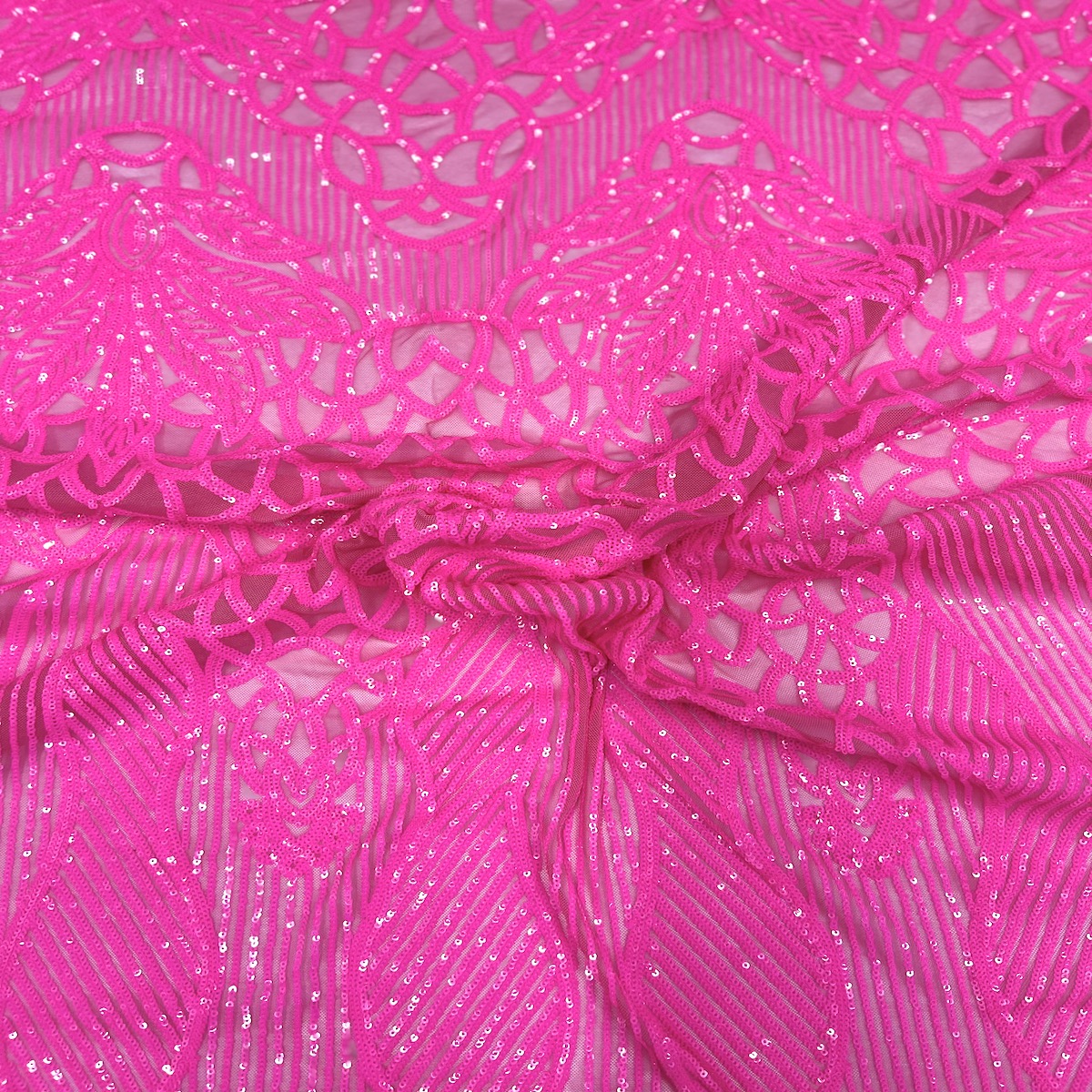 Stretch Sequins Fabric with Mesh Backing