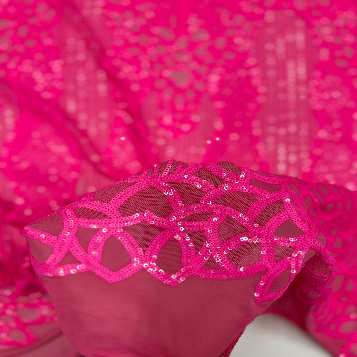 Stretch Sequins Fabric with Mesh Backing