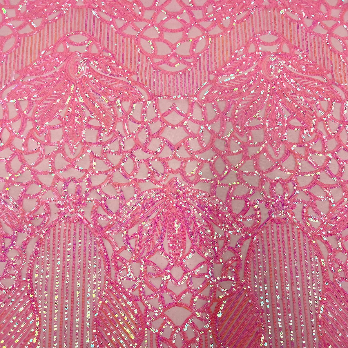 Stretch Sequins Fabric with Mesh Backing