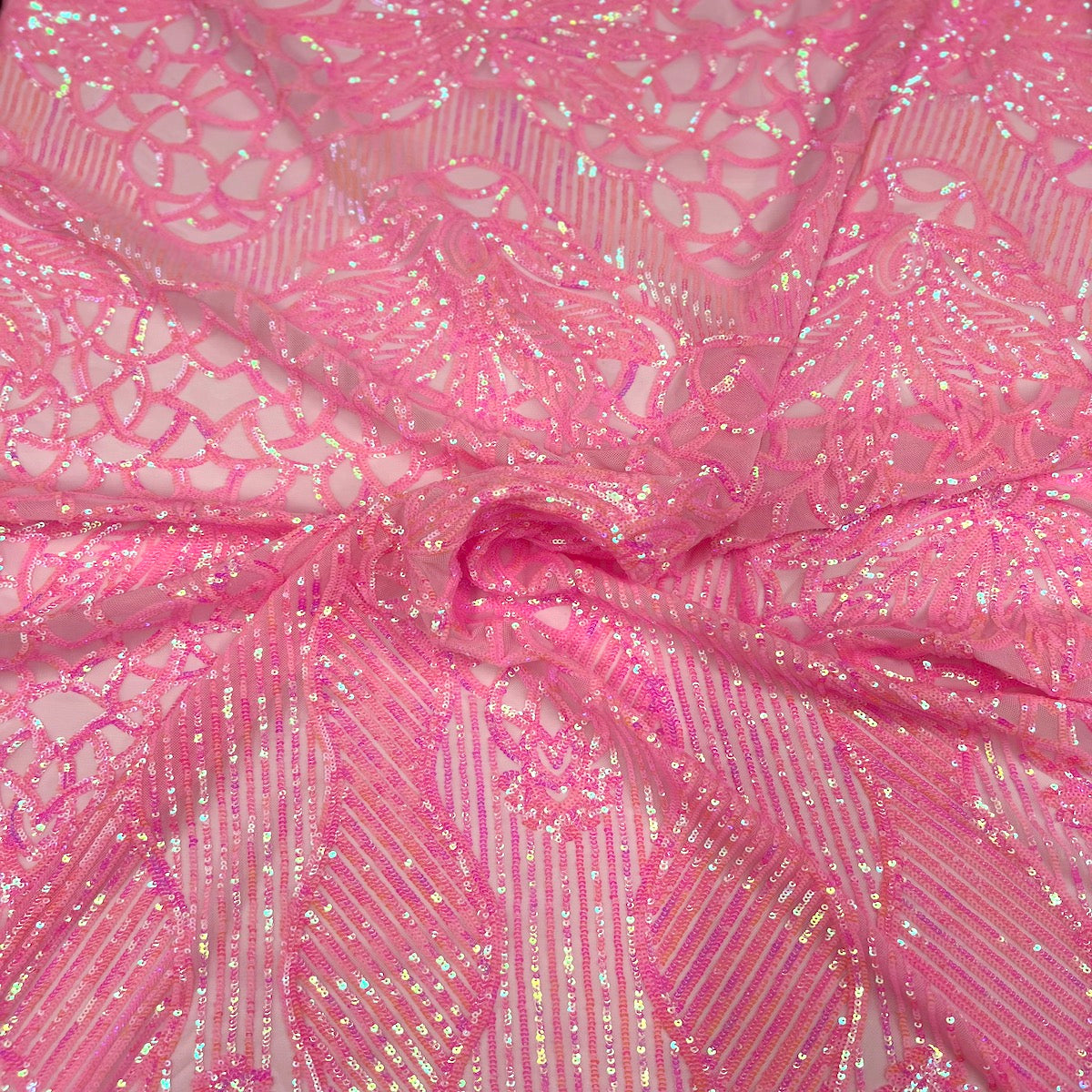 Stretch Sequins Fabric with Mesh Backing
