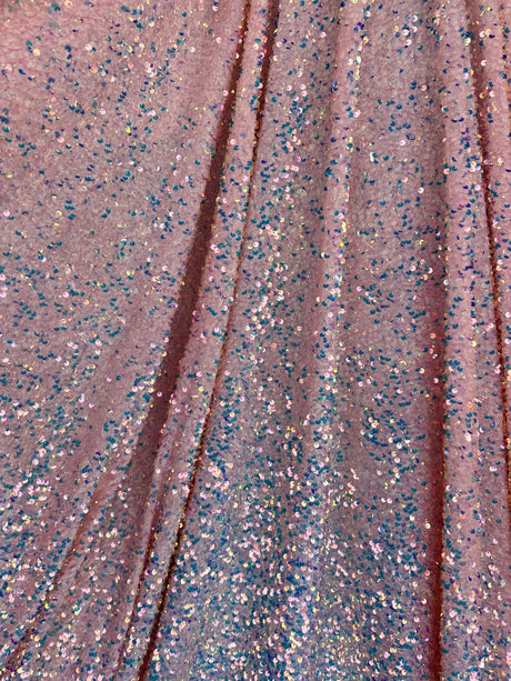 Iridescent Peach Sequin on Velvet
