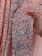 Iridescent Peach Sequin on Velvet