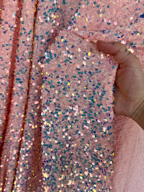 Iridescent Peach Sequin on Velvet