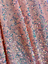 Iridescent Peach Sequin on Velvet