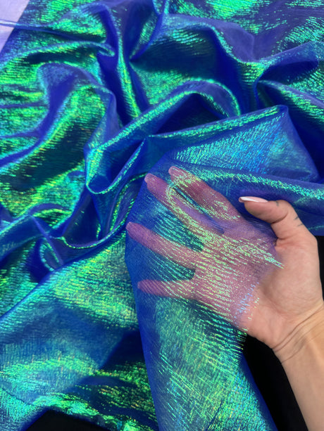 Iridescent Crushed Organza Blue
