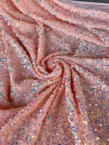 Iridescent Peach Sequin on Velvet