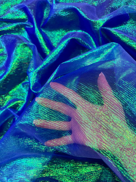 Iridescent Crushed Organza Blue