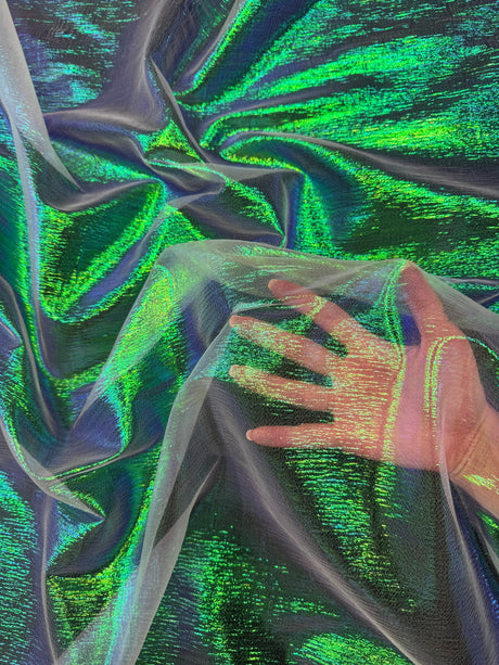 Iridescent Crushed Organza Green