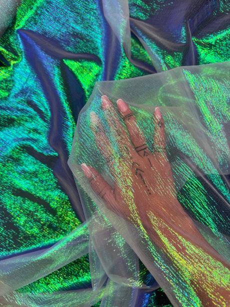 Iridescent Crushed Organza Green