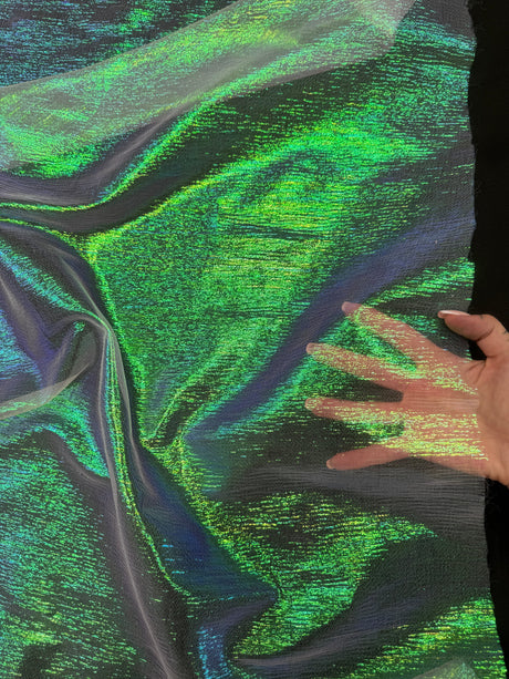 Iridescent Crushed Organza Green