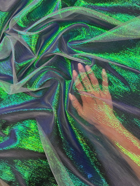 Iridescent Crushed Organza Green
