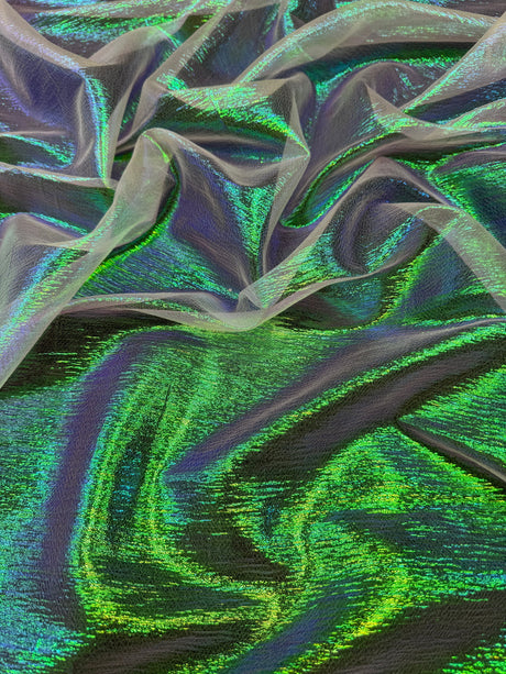 Iridescent Crushed Organza Green