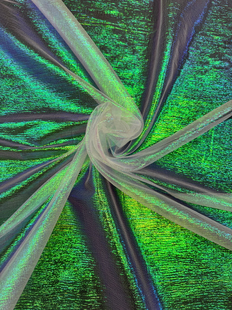 Iridescent Crushed Organza Green