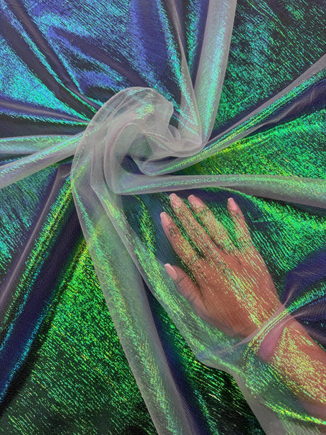 Iridescent Crushed Organza Green