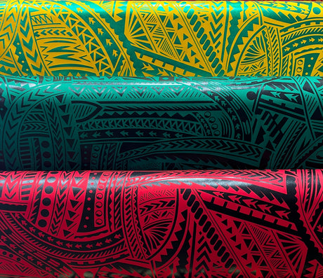 Polyester Foil Fabric Traditional Polynesian Tattoo Design