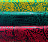 Traditional Polynesian Tattoo Design Polyester Foil Fabric - Green/Yellow, Red/Black, Hunter Green, 36" X 60" (1 Yard)
