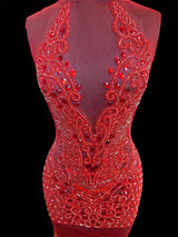 Red Rhinestone Bodice Applique