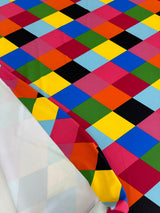 Printed Nylon Spandex Multicolor Checkered