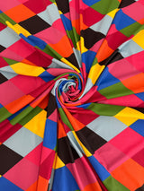 Printed Nylon Spandex Multicolor Checkered