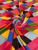 Printed Nylon Spandex Multicolor Checkered