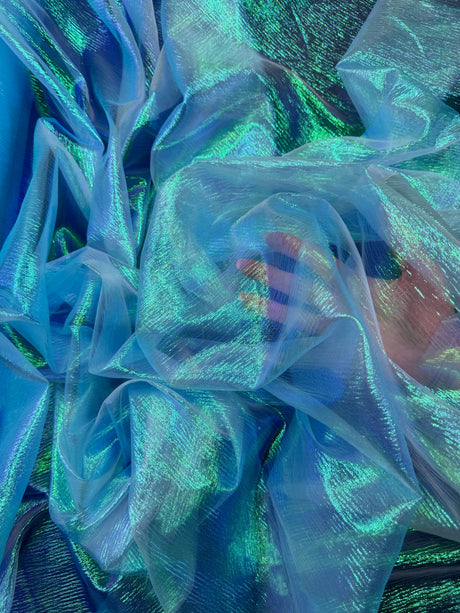 Iridescent Crushed Organza Turquoise