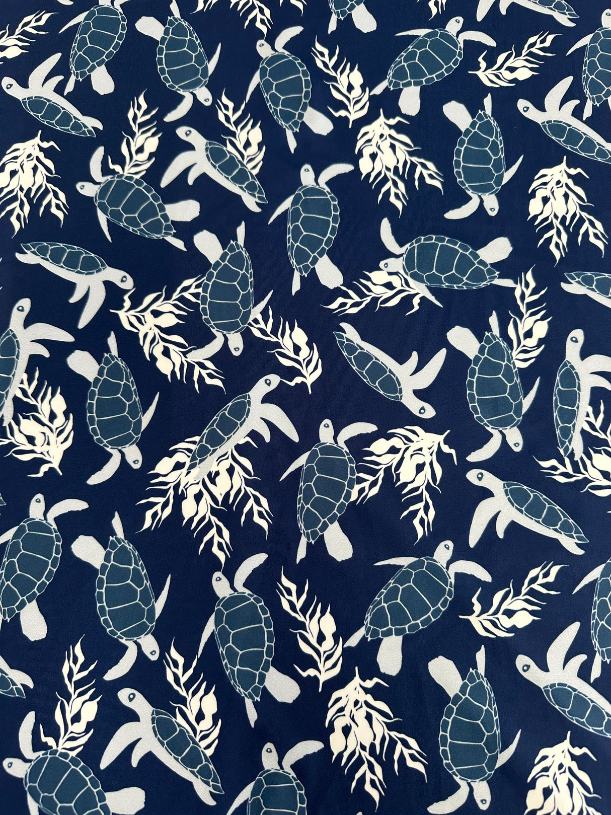 Printed Nylon Spandex Navy Turtle