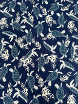 Printed Nylon Spandex Navy Turtle