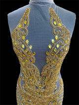 Gold Rhinestone Bodice Applique