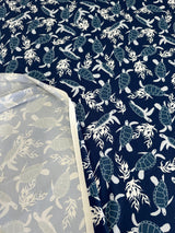 Printed Nylon Spandex Navy Turtle