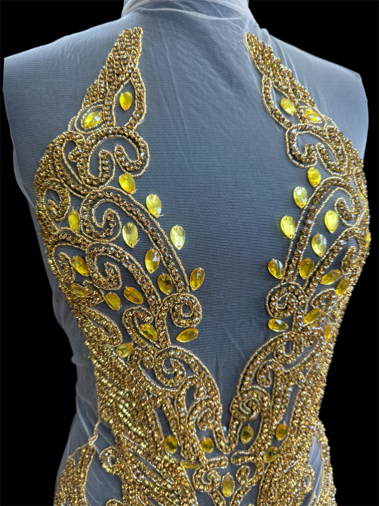 Gold Rhinestone Bodice Applique