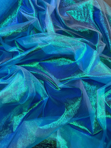 Iridescent Crushed Organza Turquoise