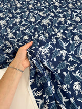 Printed Nylon Spandex Navy Turtle