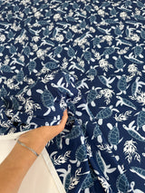Printed Nylon Spandex Navy Turtle