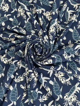 Printed Nylon Spandex Navy Turtle