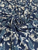 Printed Nylon Spandex Navy Turtle