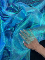 Iridescent Crushed Organza Turquoise