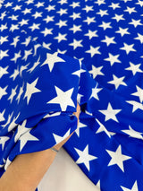 Printed Nylon Spandex Royal Blue Star Print