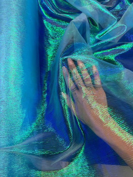 Iridescent Crushed Organza Turquoise